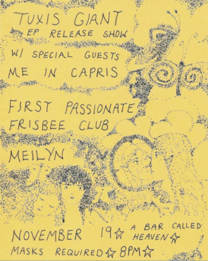 Tuxis Giant record release show flyer
